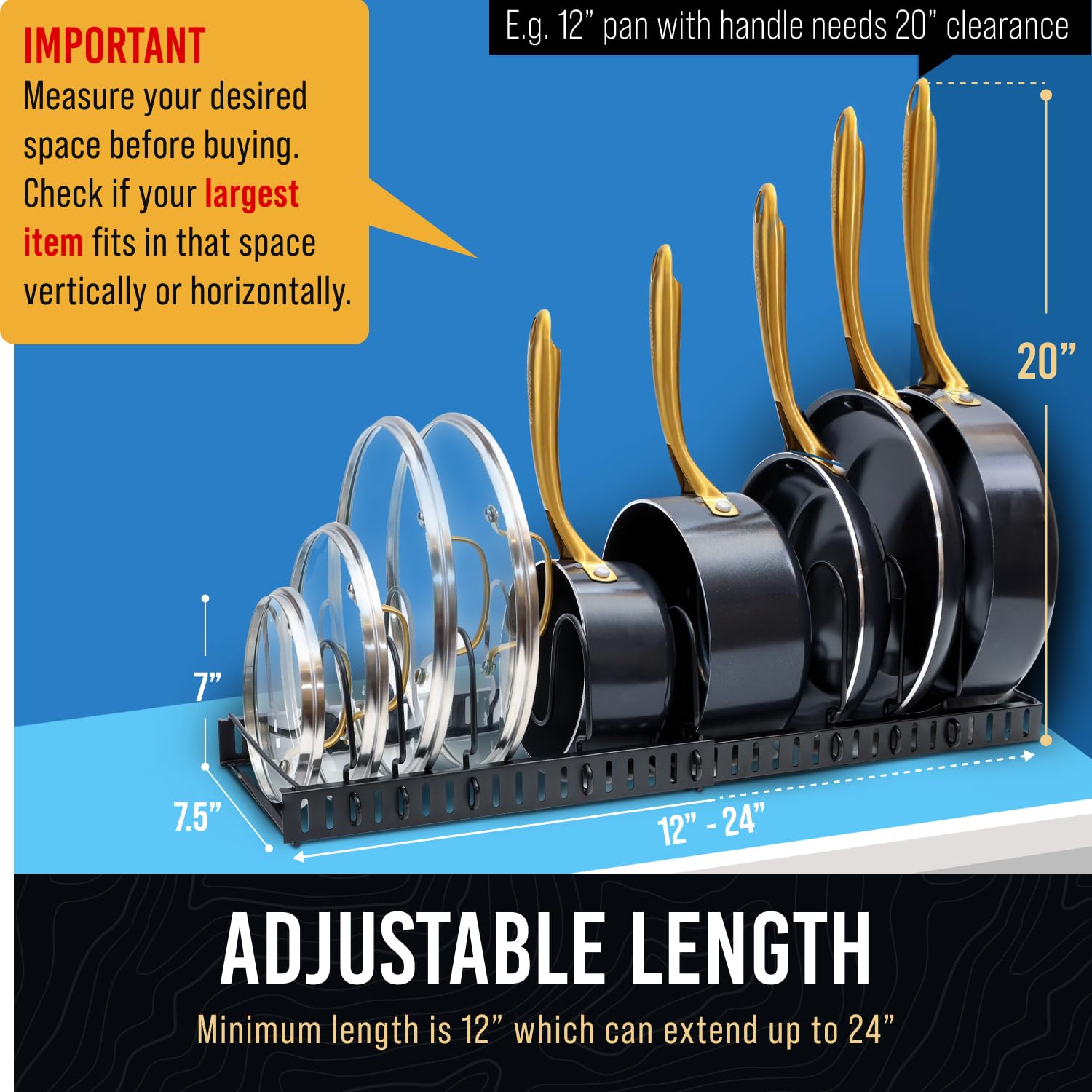 Norcalway 11 adjustable dividers help tidy pans, lids, and trays.