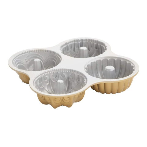 Nordic Ware Bundt Quartet pan swirl design for even browning