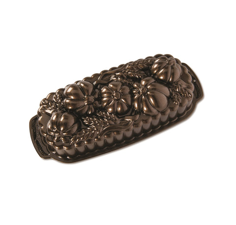 Nordic Ware 93448 loaf pan top detail with harvest motif for elegant baking