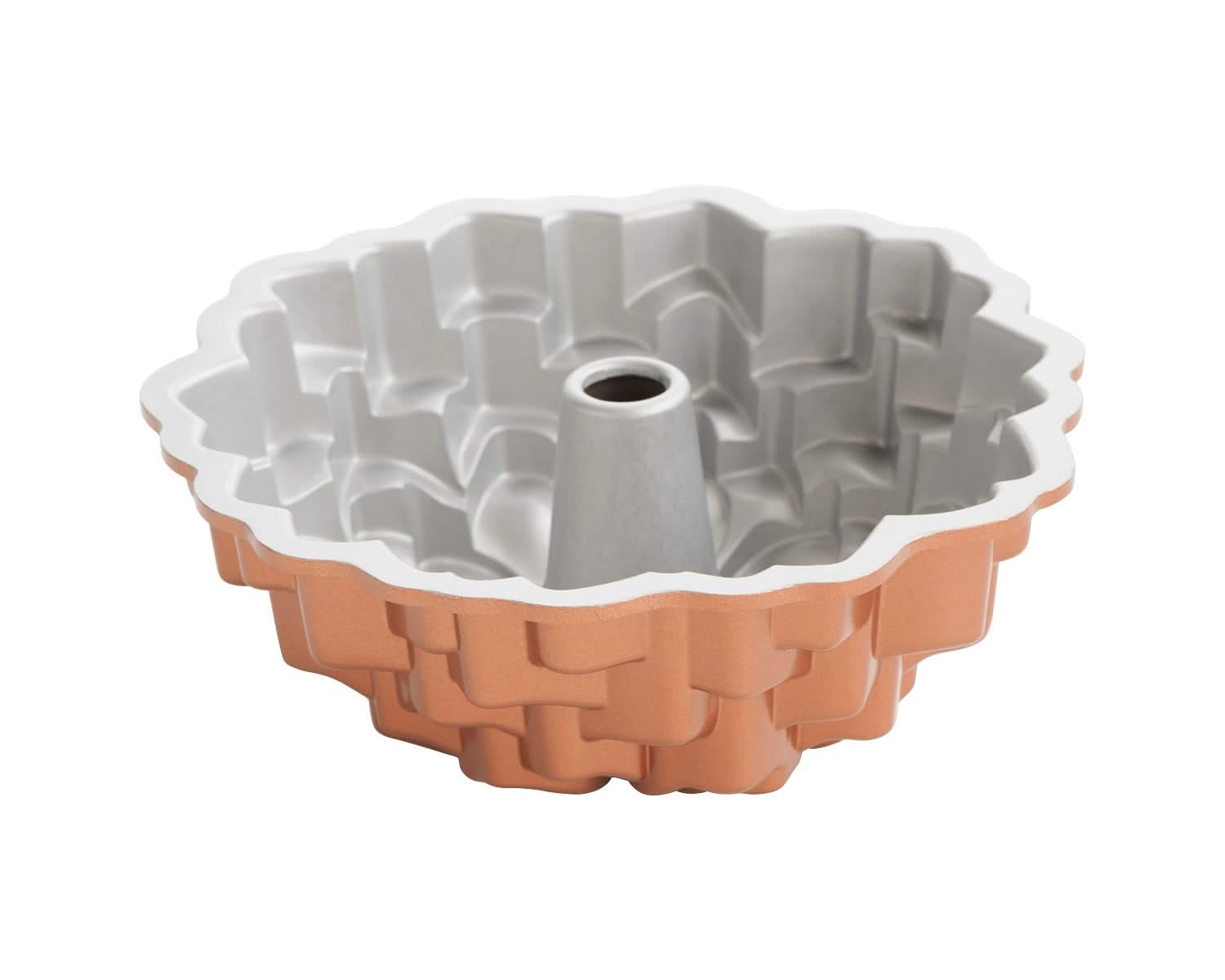 Nordic Ware Blossom Bundt Pan detail shows durable cast aluminum for even browning.
