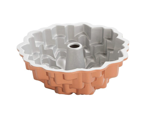 Nordic Ware Blossom Bundt Pan detail shows durable cast aluminum for even browning.