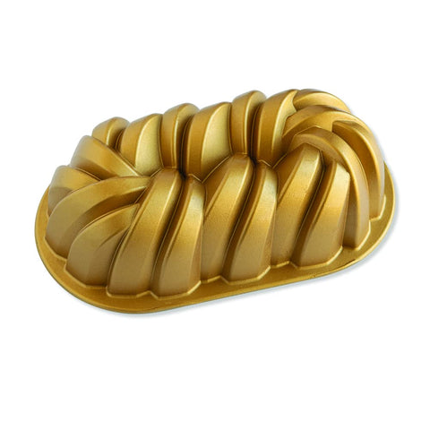 Nordic Ware Braided Loaf Pan assembly view showing braided design for even bake