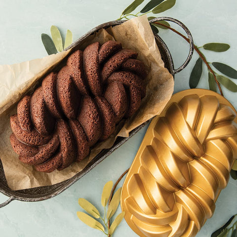 Nordic Ware Braided Loaf Pan braid detail highlights craftsmanship and even heat distribution