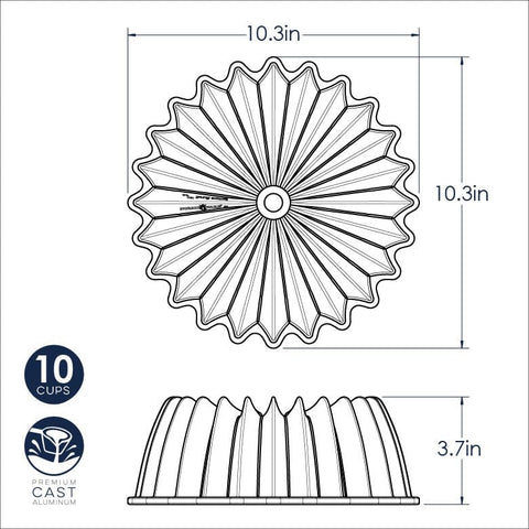 Nordic Ware Brilliance Bundt Gold promotes even browning for consistent cake textures.