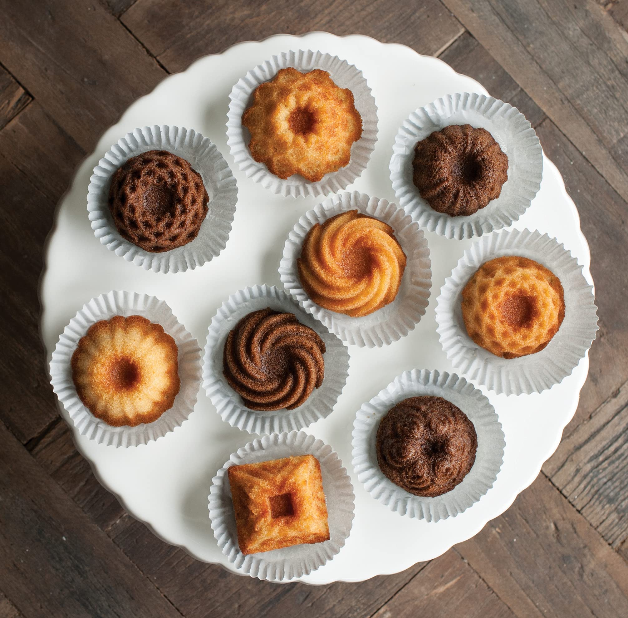 Nordic Ware Bundt Charms Chiffon: six classic shapes for bite-sized treats at gatherings.