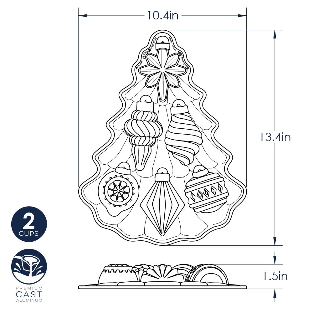 Nordic Ware cast-aluminum construction ensures consistent browning and crisp details.