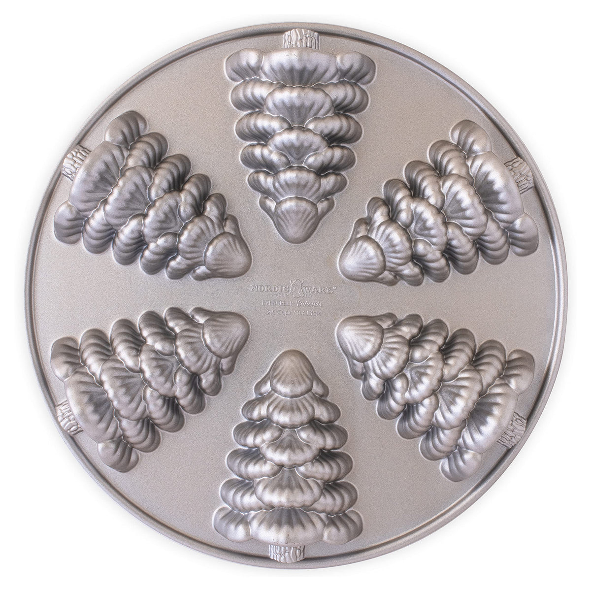 Nordic Ware Evergreen Cakelets tray with fir-tree shapes for festive treats