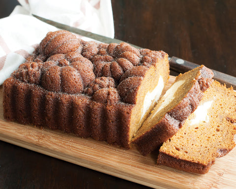 Nordic Ware Harvest Bounty Loaf Pan nonstick interior enables smooth release after bake.