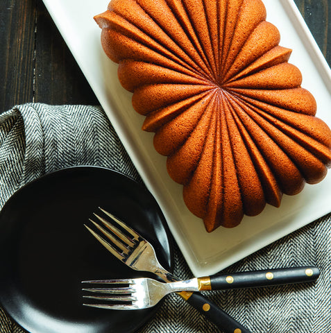 Nordic Ware Heritage Bundt Pan swirl detail showcasing cake texture