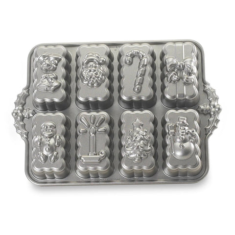 Nordic Ware Holiday Mini Loaves Pan with bell design for festive gifts.