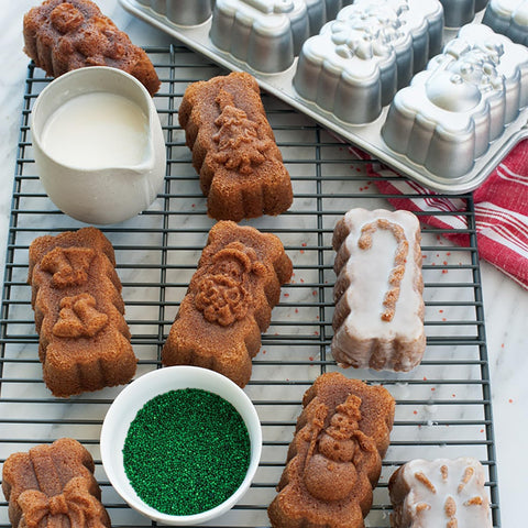 Nordic Ware Santa design mini loaves pan for seasonal desserts.