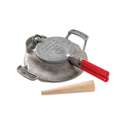Nordic Ware krumkake press hinge close-up showing precise embossing for cookies.