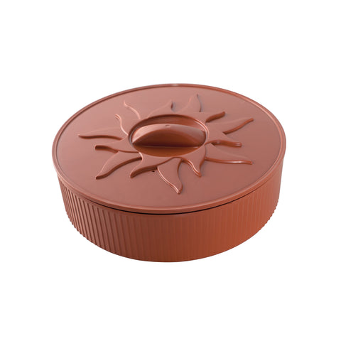 Nordic Ware microwave tortilla warmer seen from the front, promoting even heating for large tortillas.