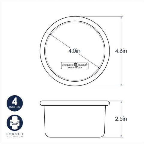 Nordic Ware Naturals interior view emphasizes 4-inch diameter for precise portions.