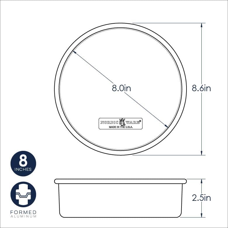 Nordic Ware Naturals 8-inch pan, encapsulated rim prevents warp during heavy bakes.