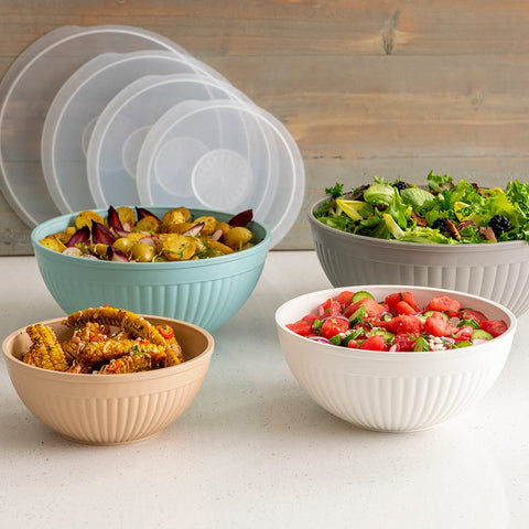 Nordic Ware 3.5-quart bowl set ideal for mixing, tossing, and chilling.