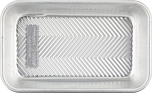 Nordic Ware Prism Loaf Pan ready for oven showing natural aluminum heat dispersion
