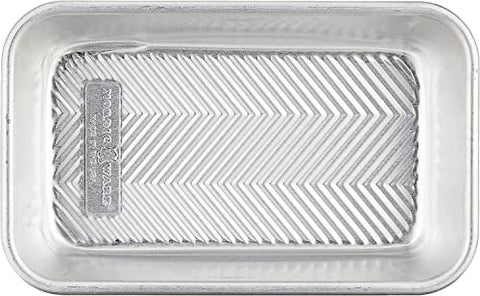 Nordic Ware Prism Loaf Pan ready for oven showing natural aluminum heat dispersion