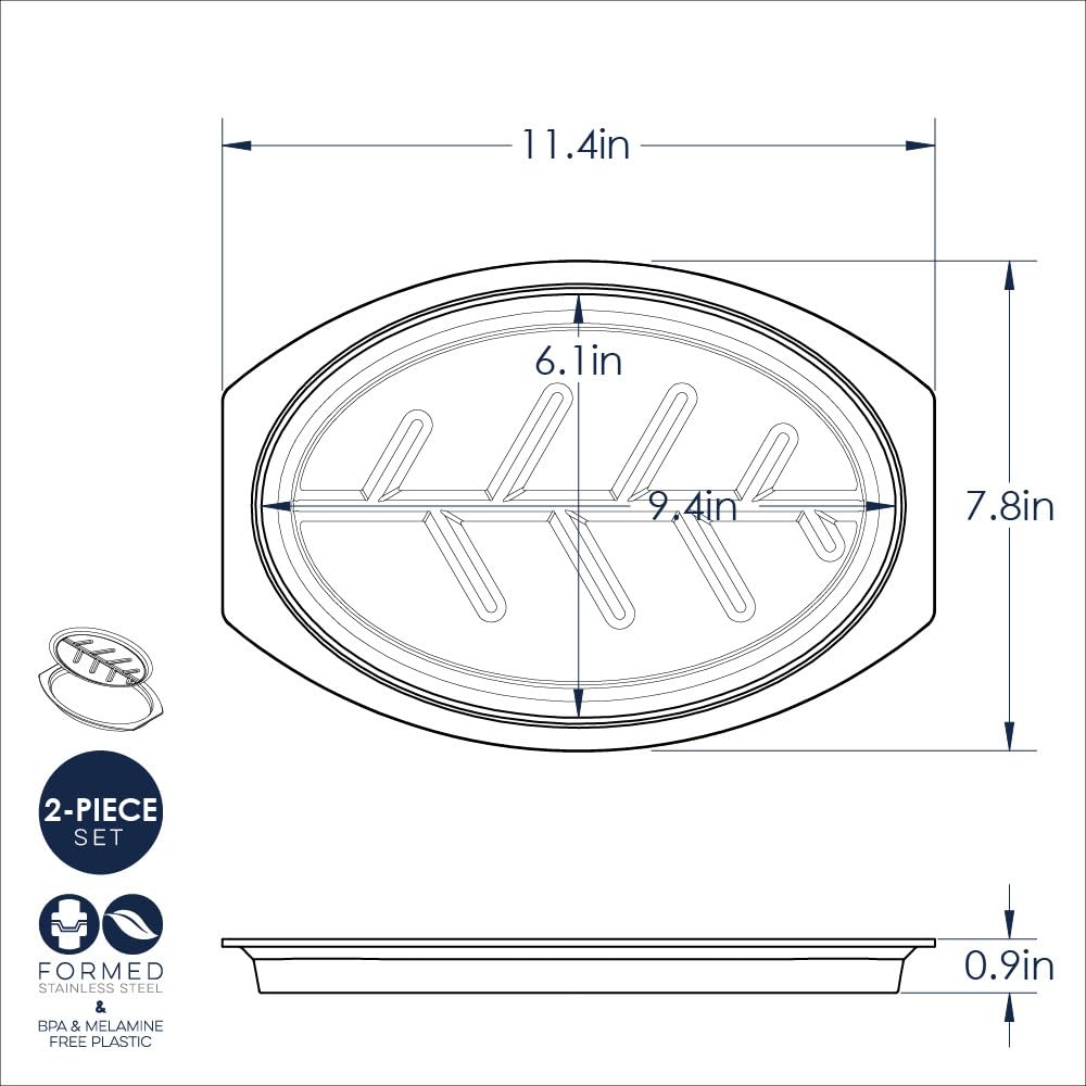 Nordic Ware Sizzling Server stainless interior plate distributes heat evenly
