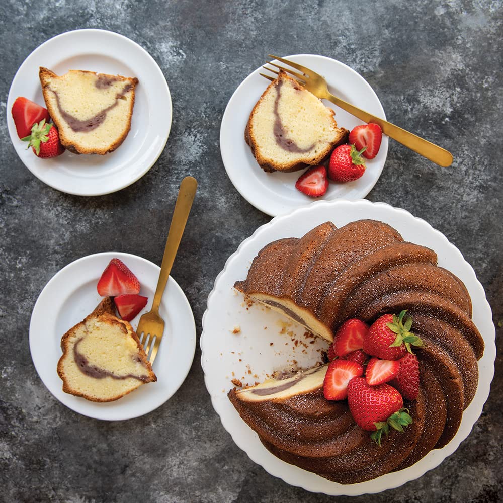 Nordic Ware Swirl Bundt Pan nonstick interior enables quick release