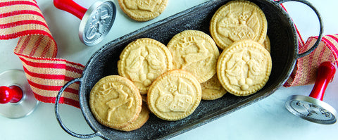 Three-dimensional embossed designs without frosting using Nordic Ware Yuletide stamps