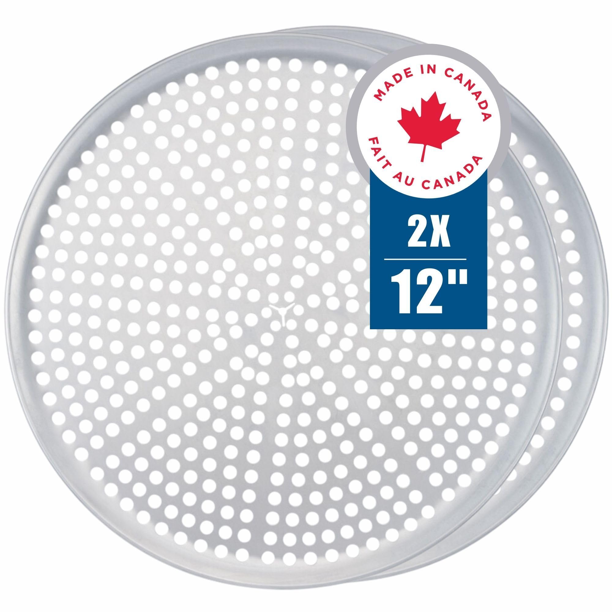 Norjac perforated 12-inch pizza pan two-pack promotes even baking and crispy crusts.