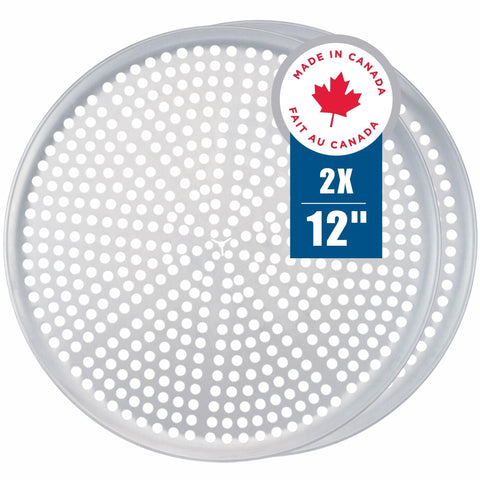 Norjac perforated 12-inch pizza pan two-pack promotes even baking and crispy crusts.