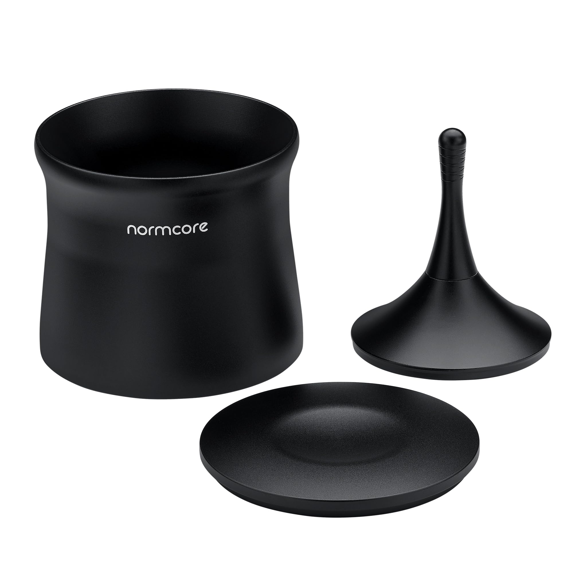 Normcore espresso portafilter use, even distribution before tamping