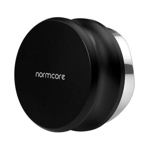 Normcore gravity distributor in use leveling an espresso puck for evenness