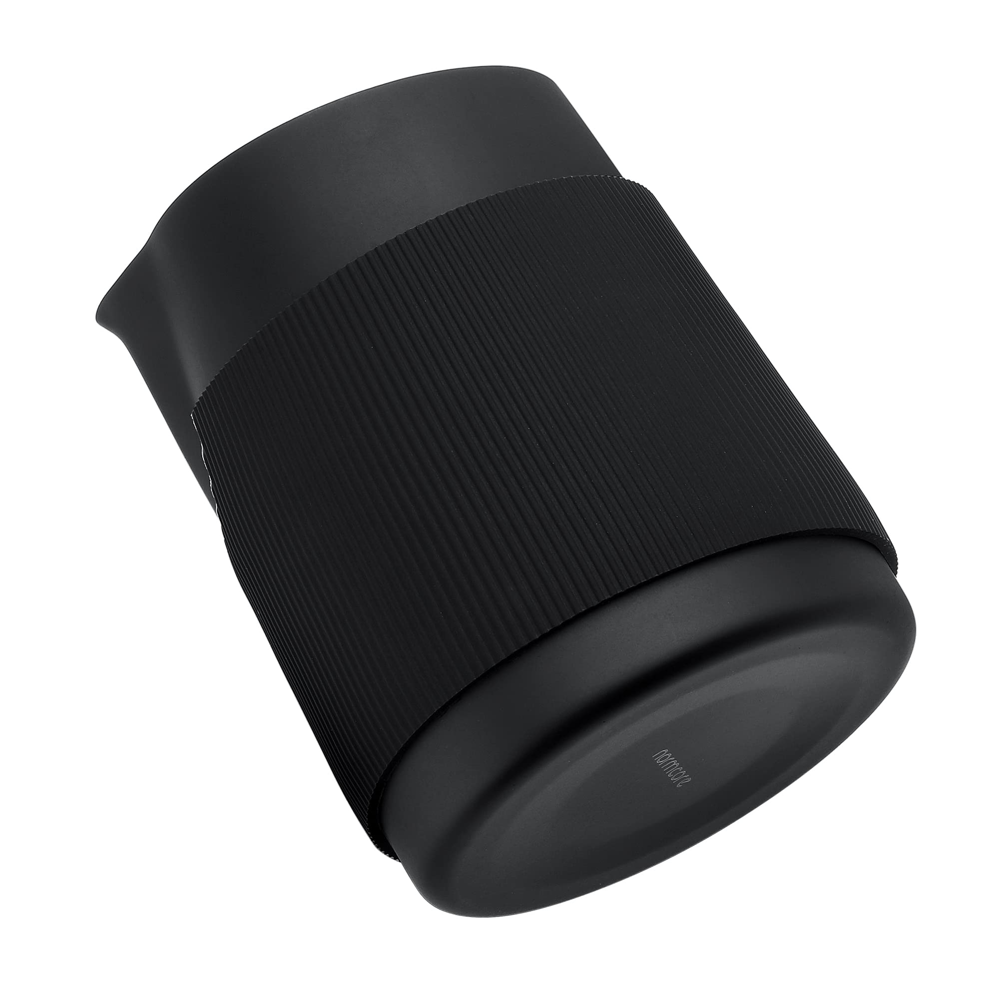 Normcore handleless milk pitcher 450ml side pour emphasizes balanced grip for latte art.