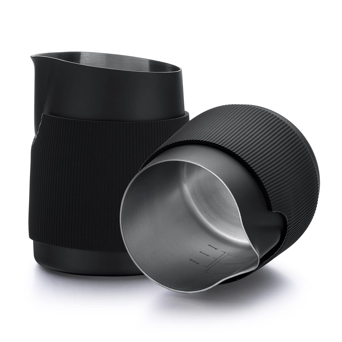 Normcore handleless milk pitcher 450ml top view demonstrates precise pouring and control.