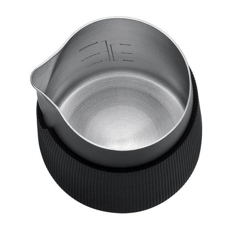 Normcore handleless milk pitcher exposed base 450ml shows heat test capability.