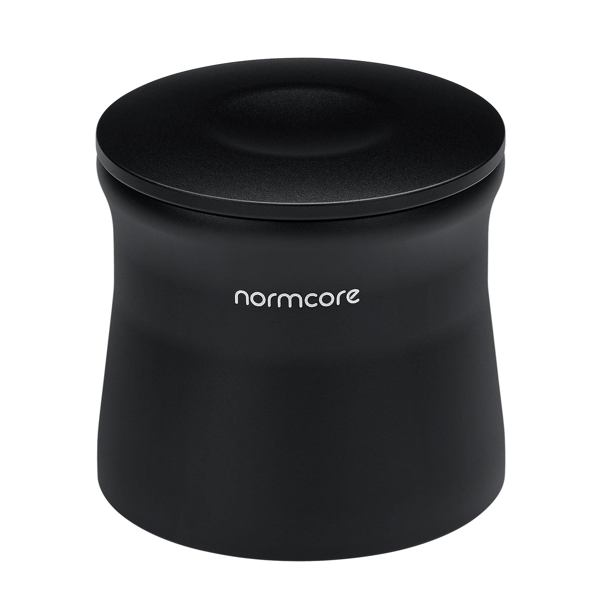 Normcore dosing cup side angle, slim profile fits 58mm portafilters