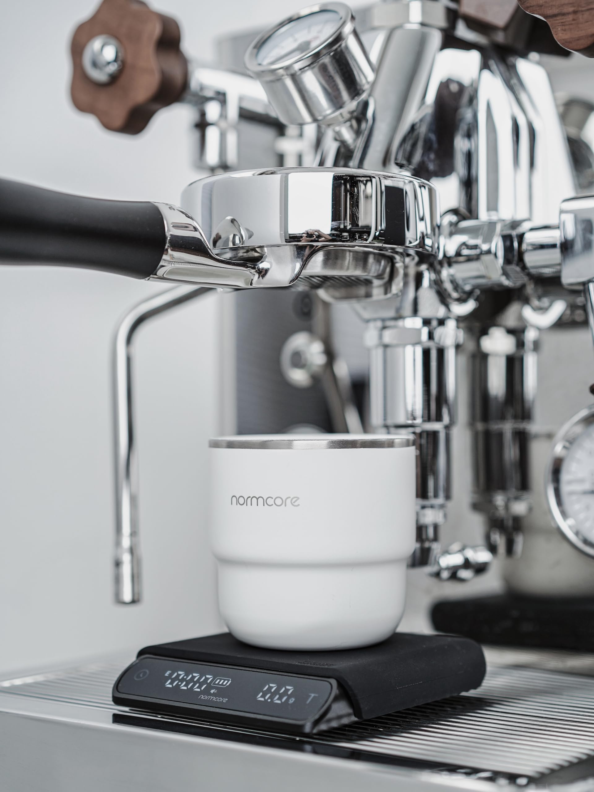 Normcore Pocket Coffee Scale V3 aluminum body highlights durability and sleek design.