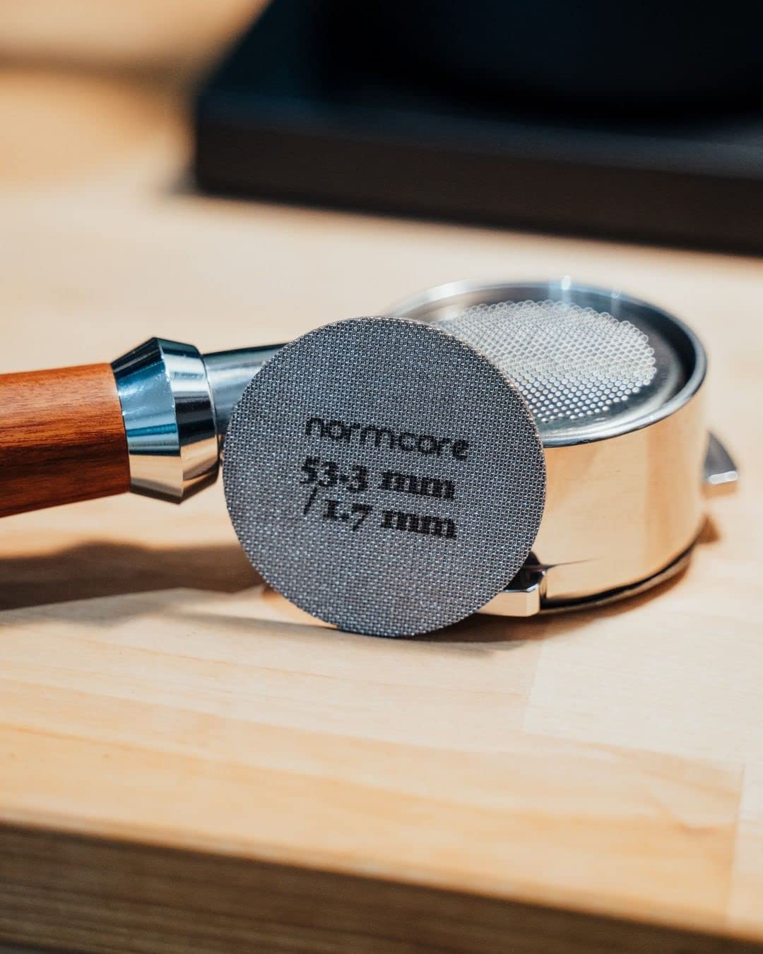 Normcore puck screen installed in espresso setup for easy installation