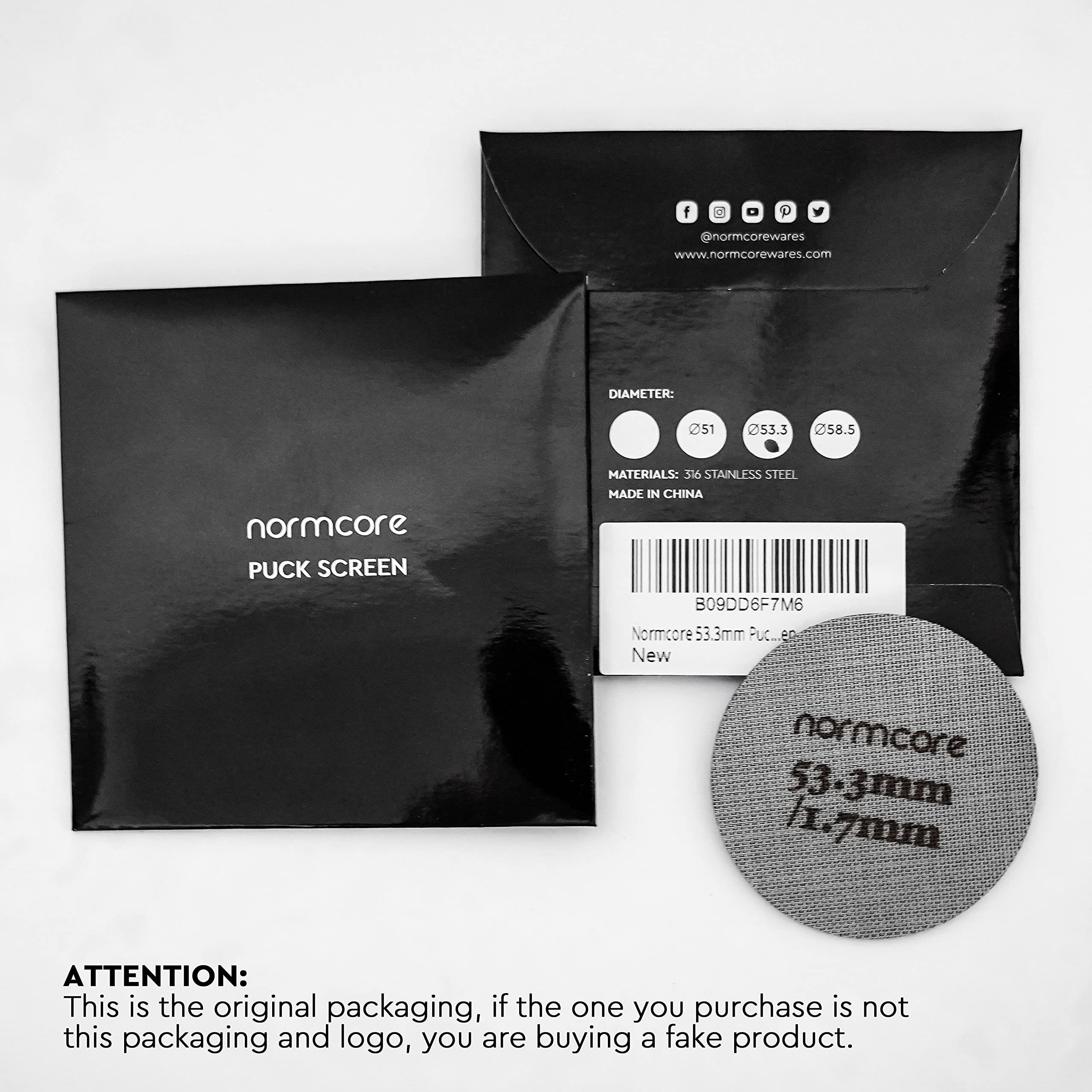 Normcore puck screen close-up reveals 1.7mm thickness and 150μm layer