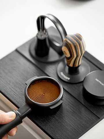 Normcore Tamping Mat anti-slip surface keeps portafilter steady during tamping