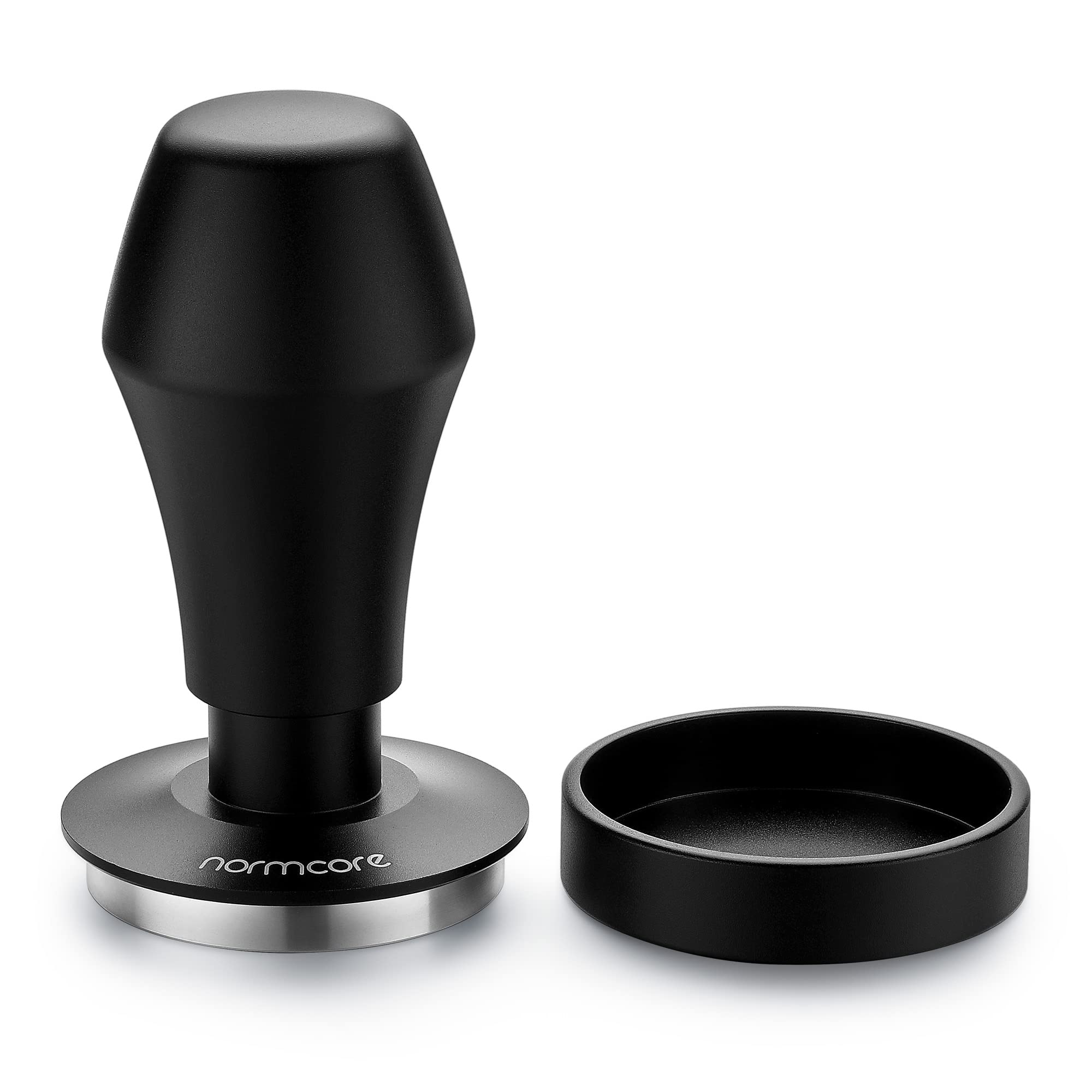 Normcore V4 coffee tamper top view showing 53.3mm base for even tamp