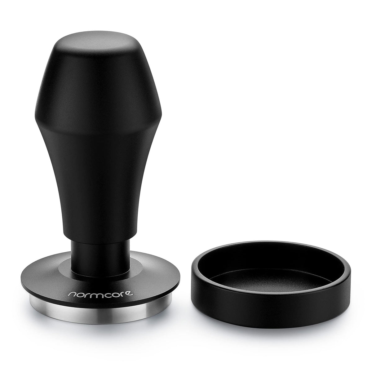 Normcore V4 coffee tamper top view showing 53.3mm base for even tamp