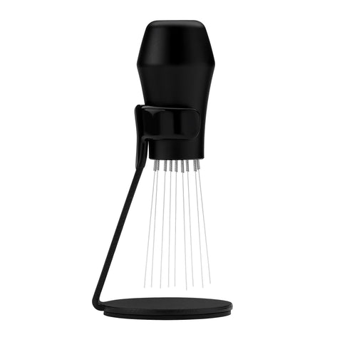 Normcore WDT distribution tool with stand for consistent espresso extraction.