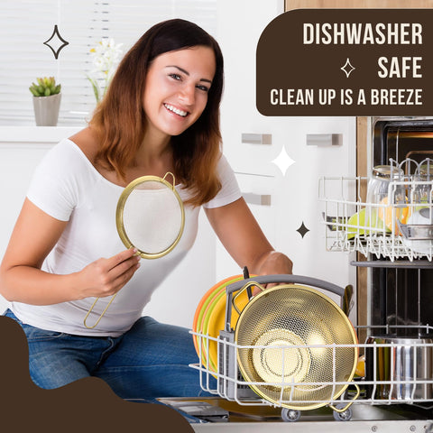Norme gold kitchen set offers a durable, dishwasher-safe drainage solution.