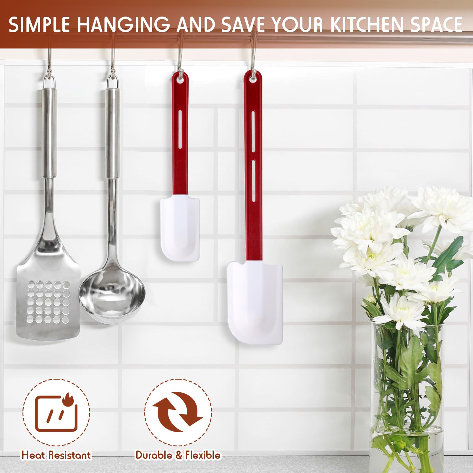 Norme silicone spatula 10-inch with ergonomic nylon handle for comfortable use