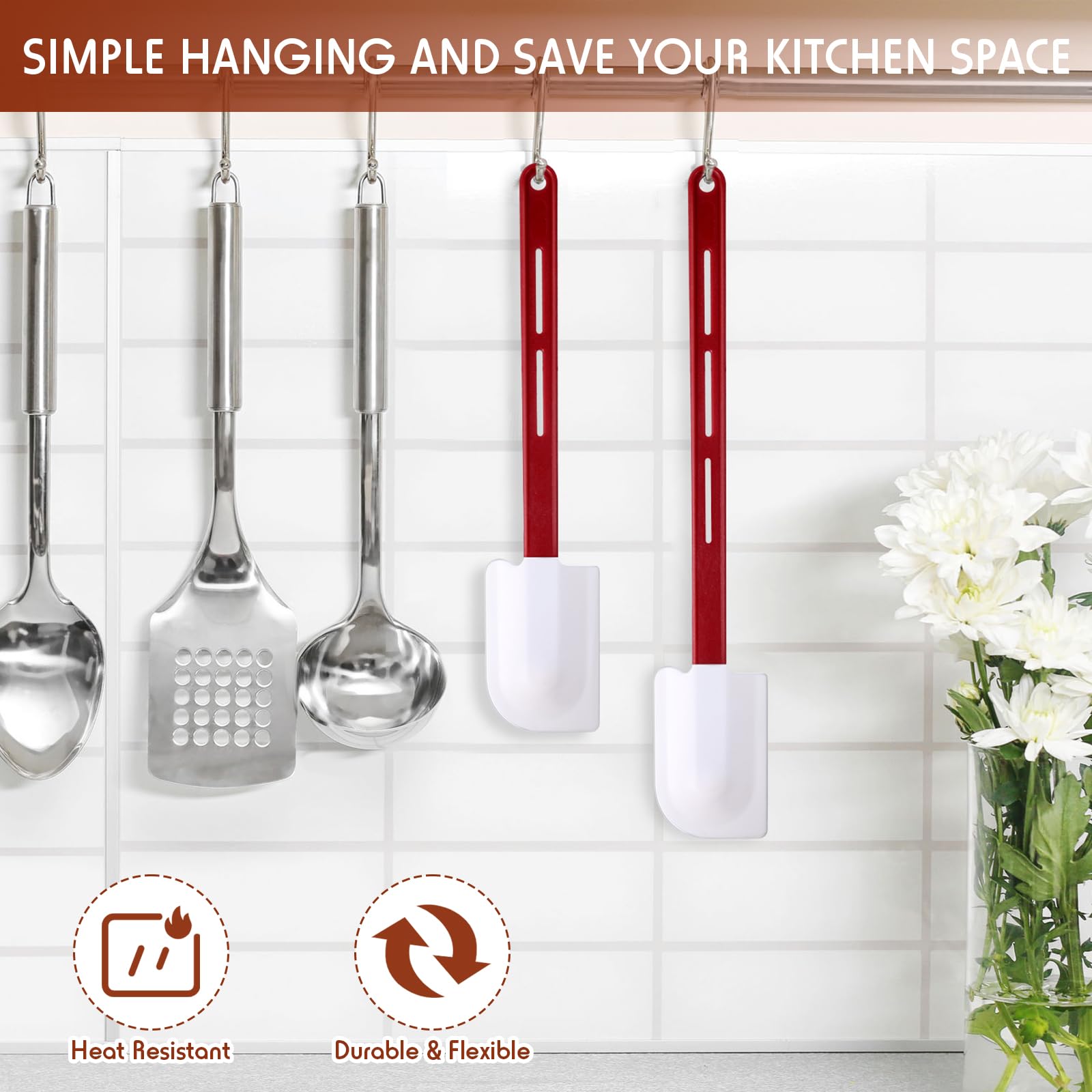 Norme silicone spatula 16-5inch design A flexible head for batter mixing.