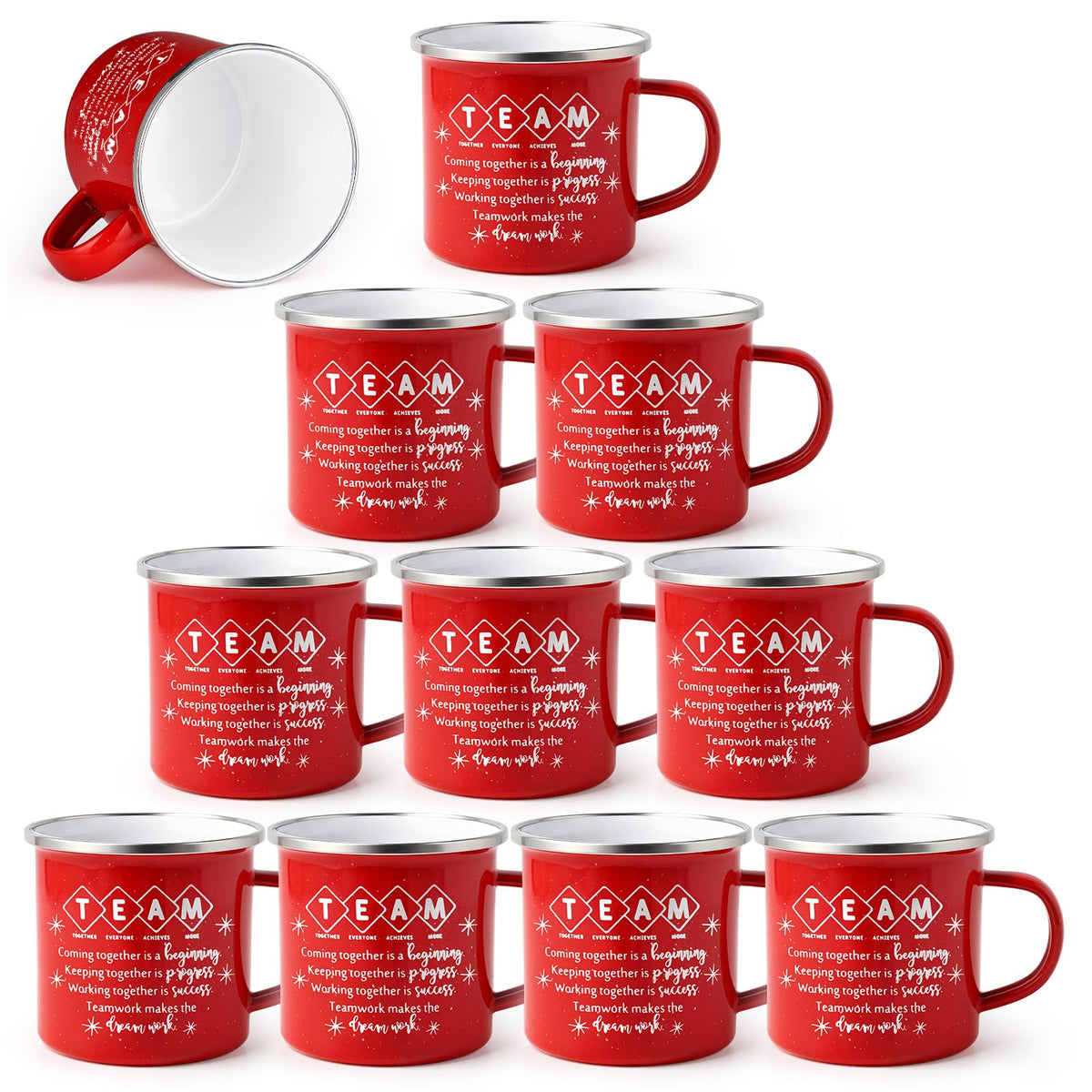 Norme team coffee cups set in red, ideal for group gifts and office celebrations.