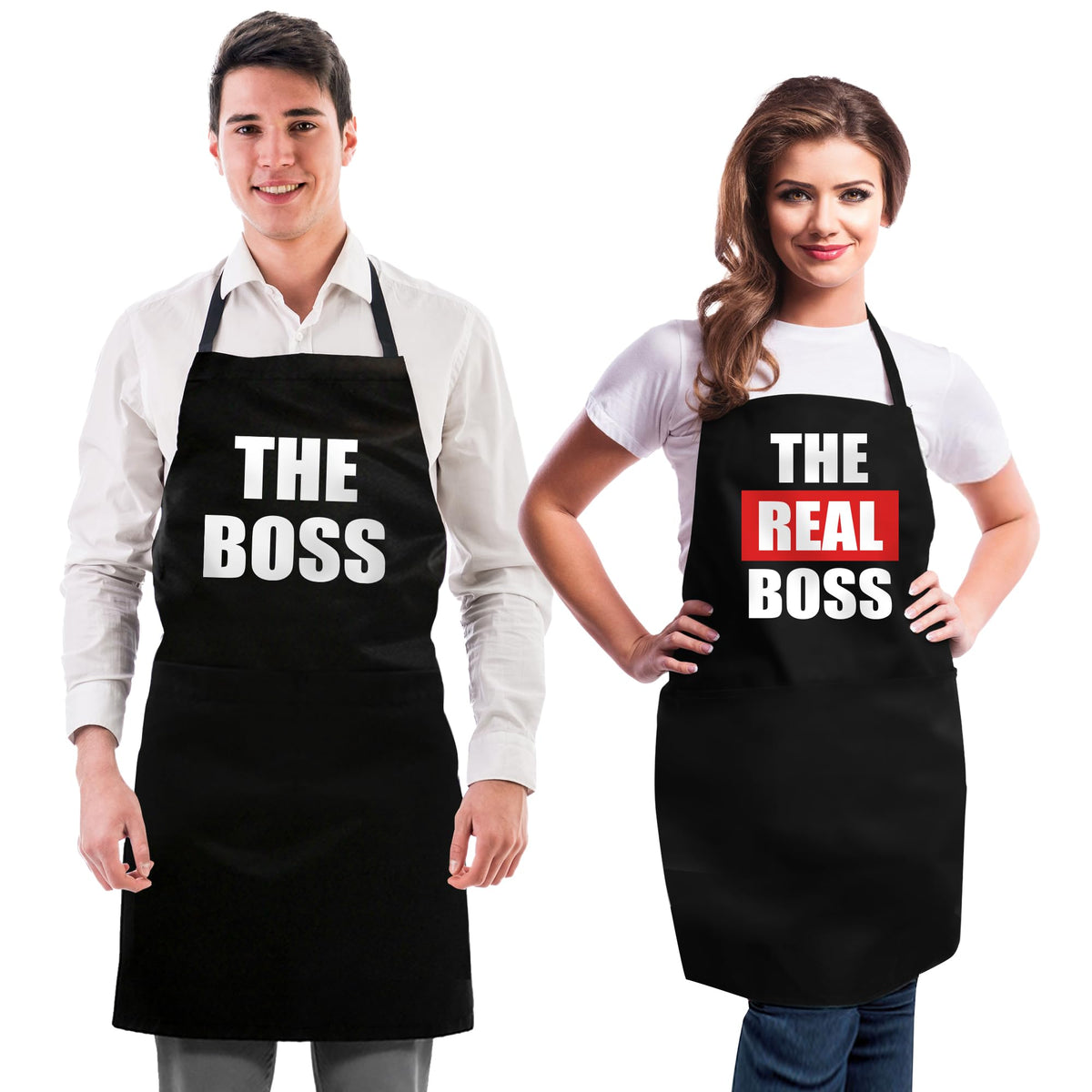 Norpaz couples aprons with funny print set for playful cooking and easy cleanup.
