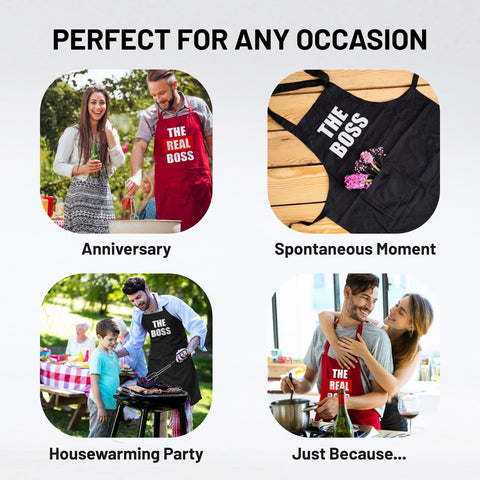 Norpaz couple aprons with grill-ready design for outdoor barbecues.