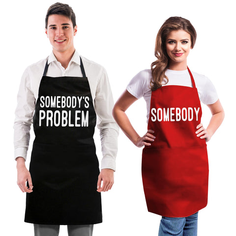 Norpaz funny couples apron set displays playful design for shared kitchen moments.