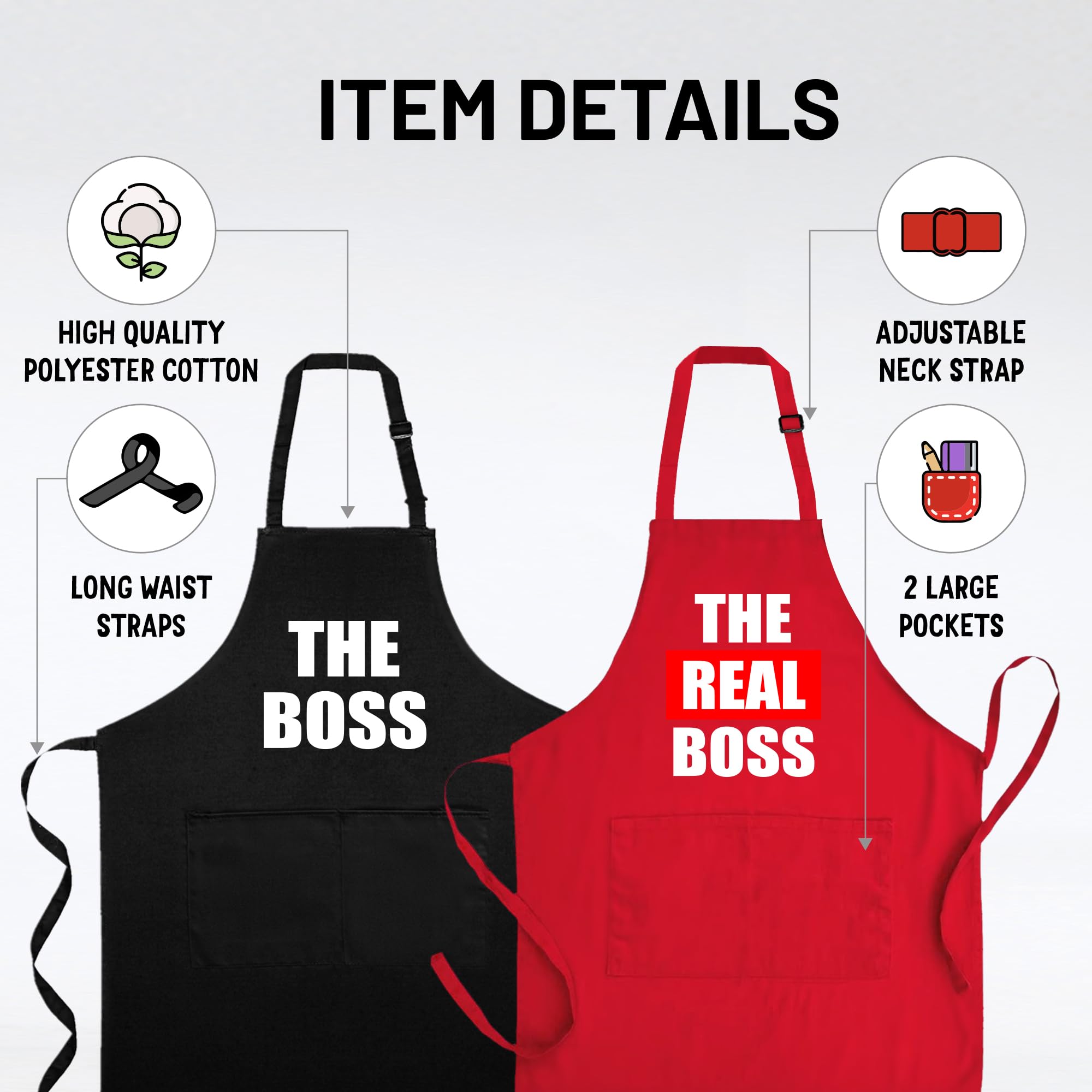 Norpaz gift-ready couples apron pack, perfect for weddings or anniversaries.