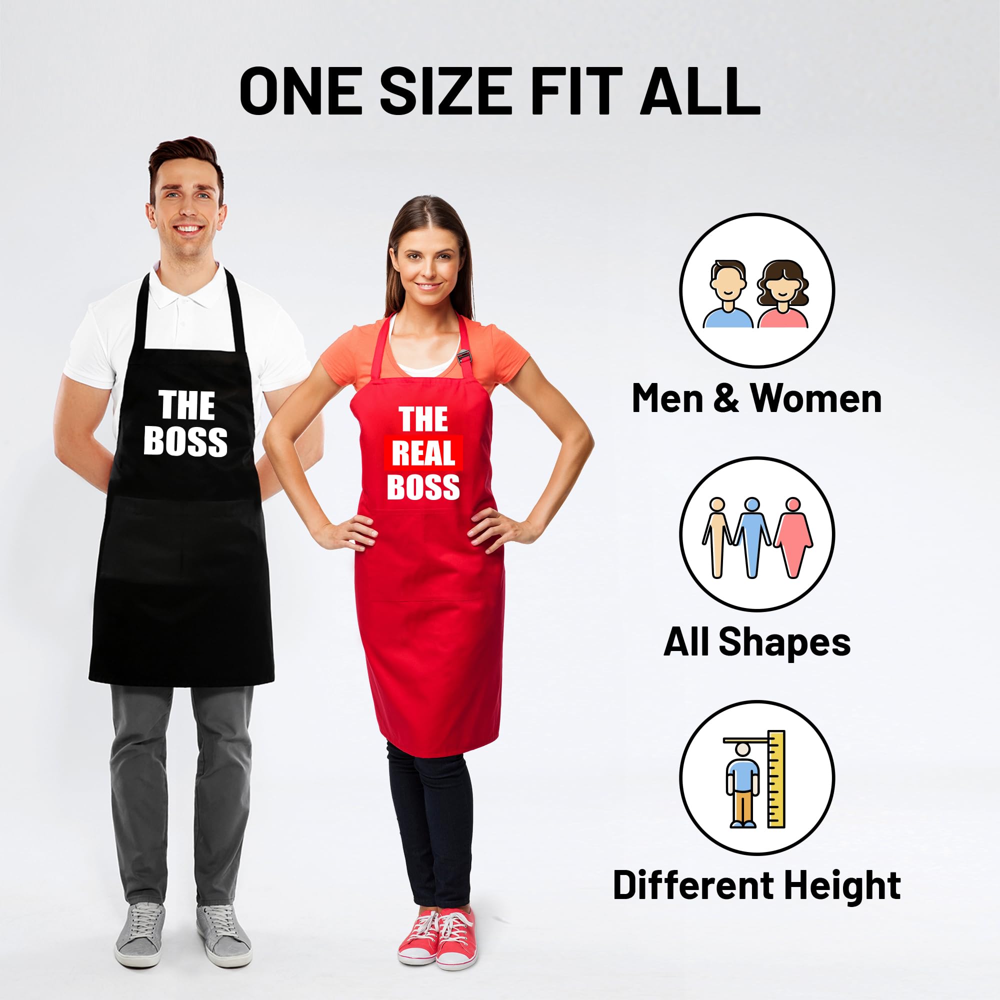 Norpaz matching aprons for cooking and baking, comfortable fit.