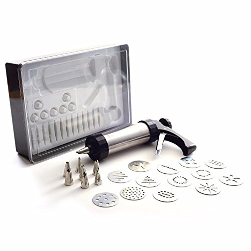 Norpro 3299 cookie press with case creates quick, decorative cookies for family gatherings.